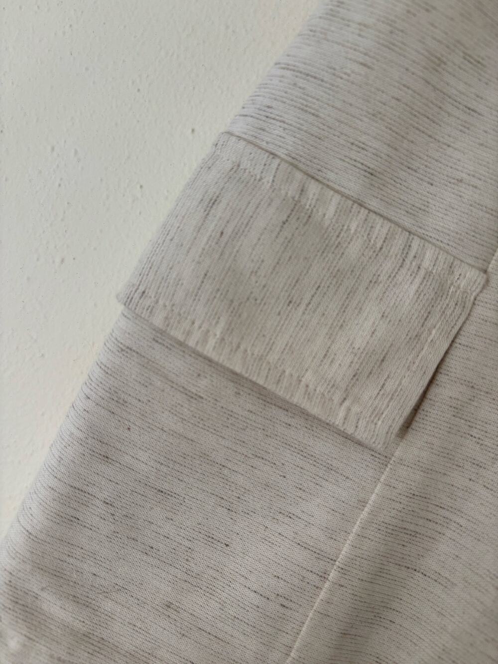 CaCay Oatmeal Linen Blend Utility Cargo Mini Skirt Cream Made in Brazil Medium